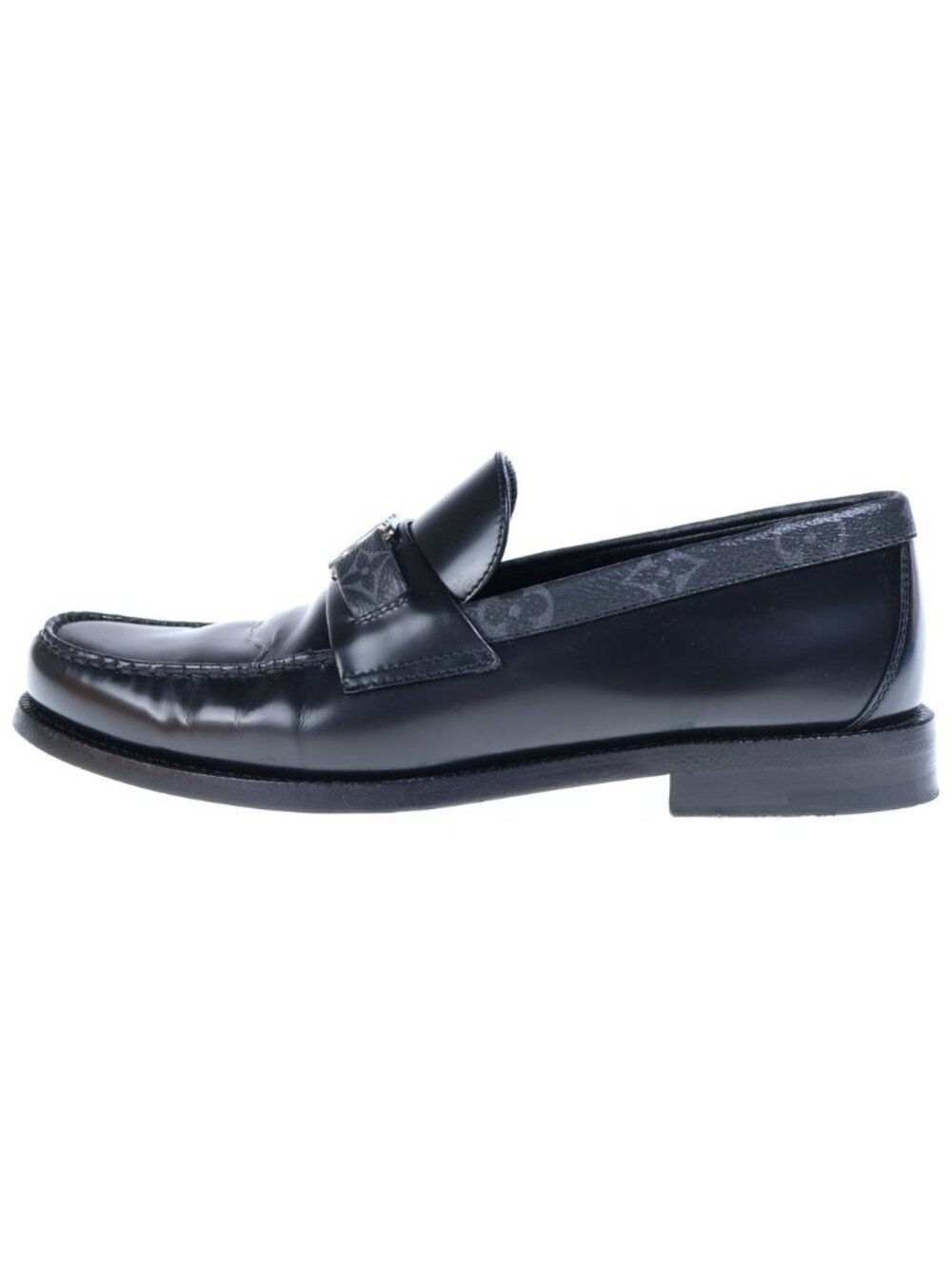 Louis Vuitton Major Line Monogram Eclipse Leather Low Cut Shoes Loafers Black